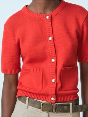 H&M Short-Sleeve Button Cardigan - Coral Red